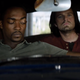 Anthony Mackie and Sebastian Stan as Sam Wilson and Bucky Barnes in Captain America: Civil War.